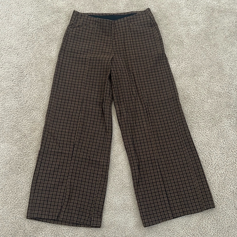 Old Navy Pixie Wide Leg Brown Black Houndstooth Pants Trousers